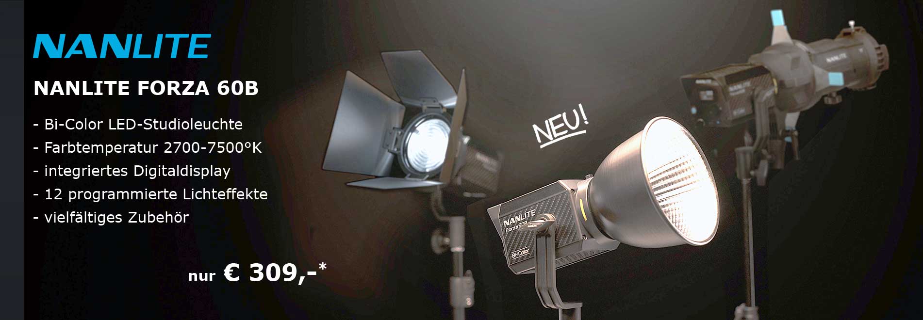 Studiobeleuchtung NANLITE FORZA 60B Bi Color LED Studiolicht 